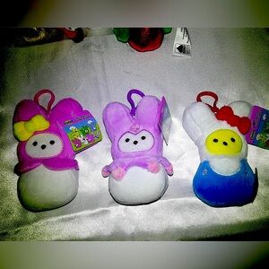 Set of 3 Peeps Hello Kitty & Friends Plush w/backpack clip (5”)
